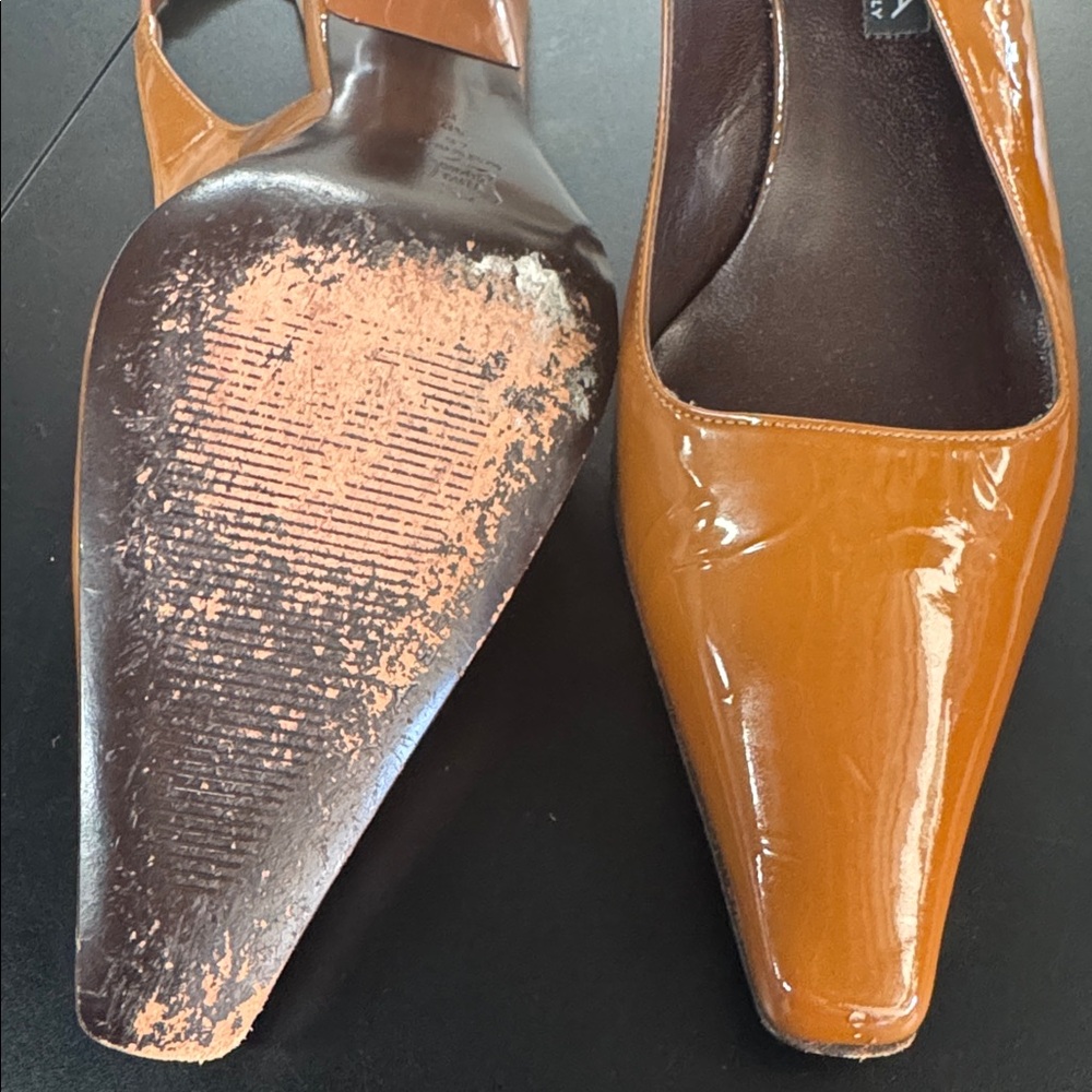 Via Spiga Women's Bright Orange Patent Heels - Picture 5 of 5